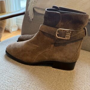 Tory Burch Tan Suede Ankle Boots with Buckle